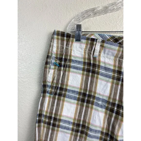 Tommy Bahama Linen Relax Mens Shorts Size 38 Plaid Chino Vacation Brown beach - Picture 5 of 14